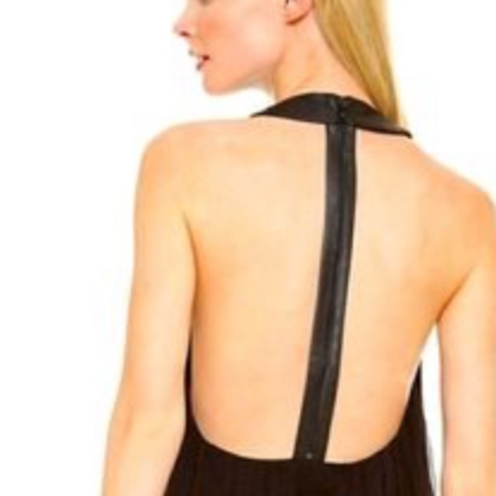 Alice + Olivia Black Halter Back-Strap Camisole